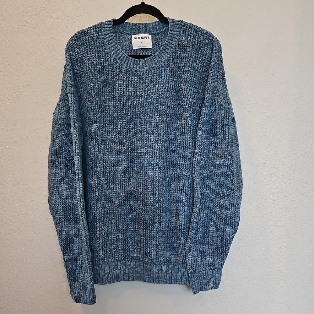 Old Navy Men's Heathered Blue Crewneck Sweater